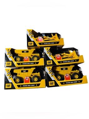 CAT Power Mini Crew Lot of 5 Dump Truck Bulldozer Lights Sounds Toy 8”‎ NEW